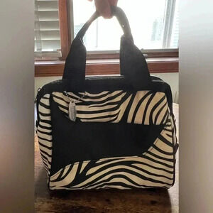 fit & fresh | zebra stripe insulated lunch tote bag.